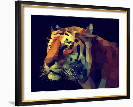 Low Poly Design. Tiger Illustration.-Kundra-Framed Art Print