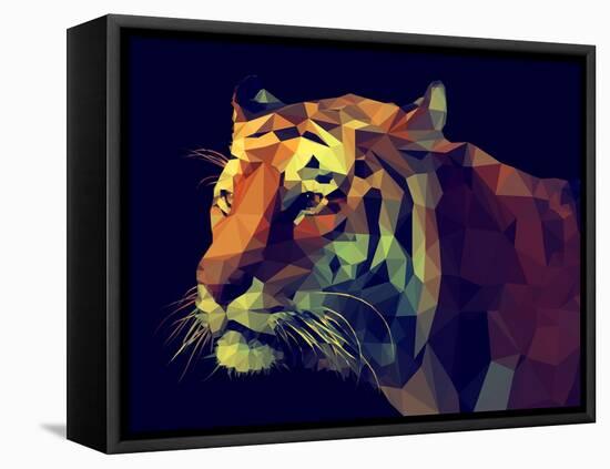 Low Poly Design. Tiger Illustration.-Kundra-Framed Stretched Canvas