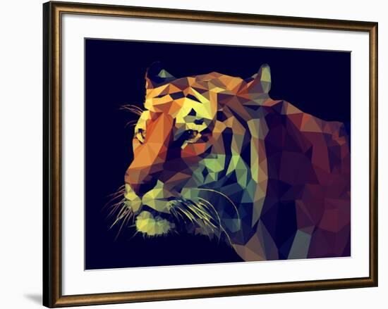 Low Poly Design. Tiger Illustration.-Kundra-Framed Art Print