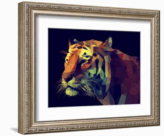 Low Poly Design. Tiger Illustration.-Kundra-Framed Art Print