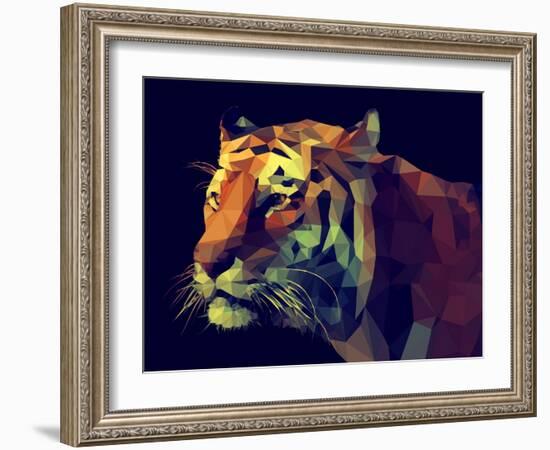 Low Poly Design. Tiger Illustration.-Kundra-Framed Art Print