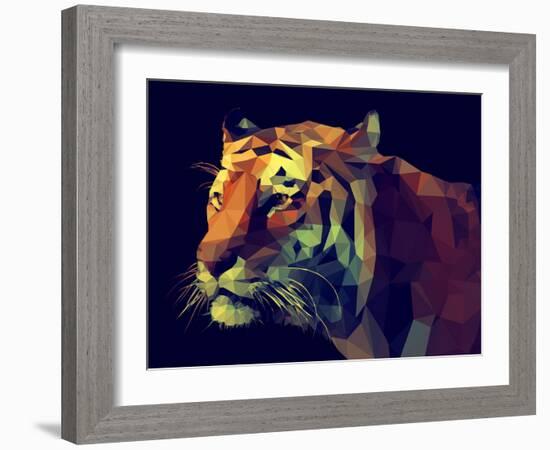 Low Poly Design. Tiger Illustration.-Kundra-Framed Art Print