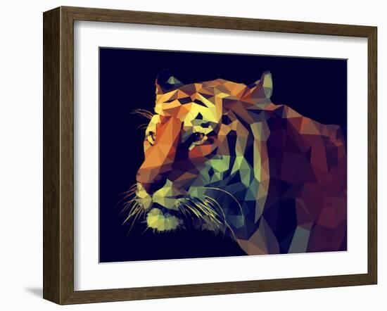 Low Poly Design. Tiger Illustration.-Kundra-Framed Art Print