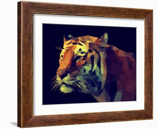 Low Poly Design. Tiger Illustration.-Kundra-Framed Art Print