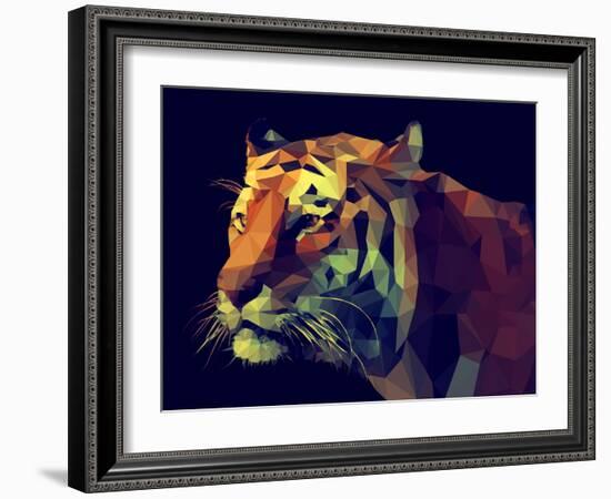 Low Poly Design. Tiger Illustration.-Kundra-Framed Art Print