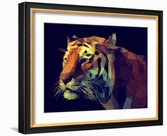 Low Poly Design. Tiger Illustration.-Kundra-Framed Art Print