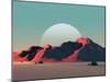 Low-Poly Mountain Landscape at Dusk with Moon-Mark Kirkpatrick-Mounted Art Print