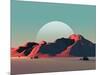 Low-Poly Mountain Landscape at Dusk with Moon-Mark Kirkpatrick-Mounted Art Print