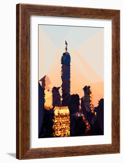 Low Poly New York Art - 1 WTC Sunset II-Philippe Hugonnard-Framed Art Print