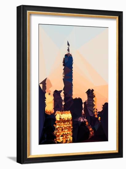 Low Poly New York Art - 1 WTC Sunset II-Philippe Hugonnard-Framed Art Print