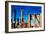 Low Poly New York Art - Brooklyn Bridge and Skyscrapers-Philippe Hugonnard-Framed Art Print