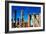 Low Poly New York Art - Brooklyn Bridge and Skyscrapers-Philippe Hugonnard-Framed Art Print