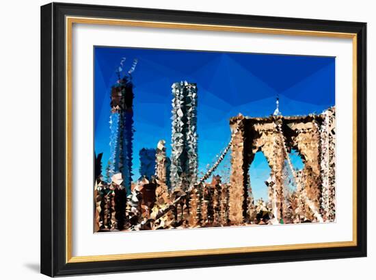 Low Poly New York Art - Brooklyn Bridge and Skyscrapers-Philippe Hugonnard-Framed Art Print