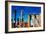 Low Poly New York Art - Brooklyn Bridge and Skyscrapers-Philippe Hugonnard-Framed Art Print