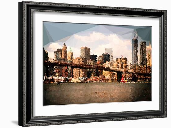 Low Poly New York Art - Brooklyn Bridge View II-Philippe Hugonnard-Framed Art Print