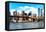 Low Poly New York Art - Brooklyn Bridge View-Philippe Hugonnard-Framed Stretched Canvas