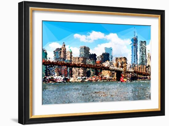 Low Poly New York Art - Brooklyn Bridge View-Philippe Hugonnard-Framed Art Print