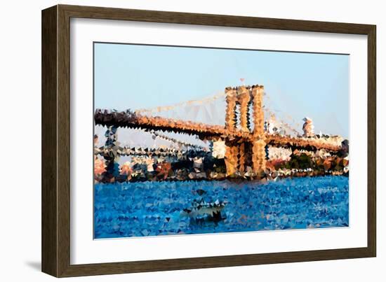 Low Poly New York Art - Brooklyn Bridge-Philippe Hugonnard-Framed Art Print