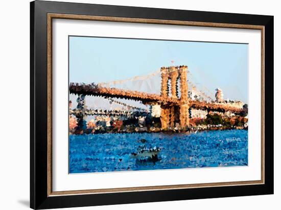 Low Poly New York Art - Brooklyn Bridge-Philippe Hugonnard-Framed Art Print