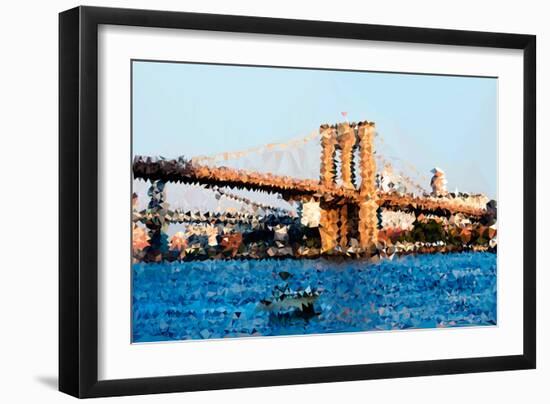 Low Poly New York Art - Brooklyn Bridge-Philippe Hugonnard-Framed Art Print