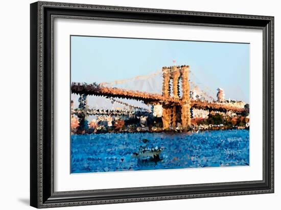 Low Poly New York Art - Brooklyn Bridge-Philippe Hugonnard-Framed Art Print