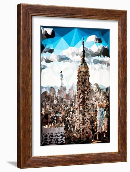 Low Poly New York Art - Empire State Building and 1 WTC-Philippe Hugonnard-Framed Art Print