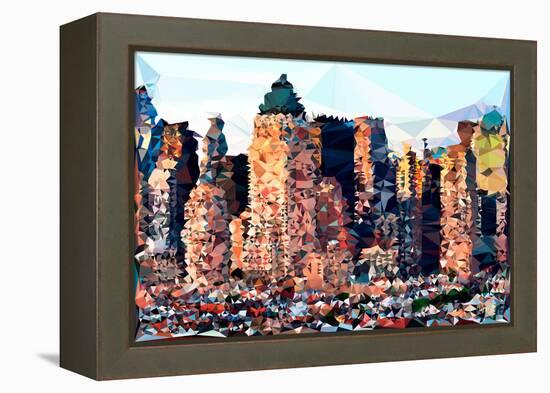 Low Poly New York Art - Hell's Kitchen Buildings II-Philippe Hugonnard-Framed Stretched Canvas
