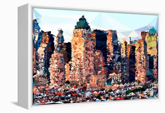 Low Poly New York Art - Hell's Kitchen Buildings II-Philippe Hugonnard-Framed Stretched Canvas