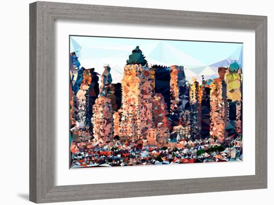 Low Poly New York Art - Hell's Kitchen Buildings II-Philippe Hugonnard-Framed Art Print