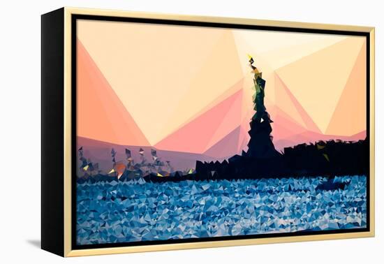Low Poly New York Art - Liberty-Philippe Hugonnard-Framed Stretched Canvas