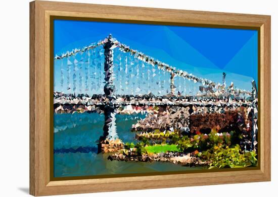 Low Poly New York Art - Manhattan Bridge II-Philippe Hugonnard-Framed Stretched Canvas