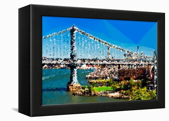 Low Poly New York Art - Manhattan Bridge II-Philippe Hugonnard-Framed Stretched Canvas