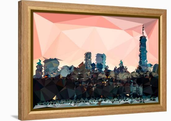 Low Poly New York Art - Manhattan Coral-Philippe Hugonnard-Framed Stretched Canvas