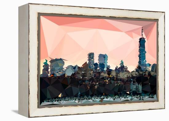 Low Poly New York Art - Manhattan Coral-Philippe Hugonnard-Framed Stretched Canvas