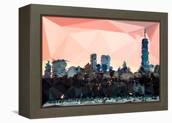 Low Poly New York Art - Manhattan Coral-Philippe Hugonnard-Framed Stretched Canvas