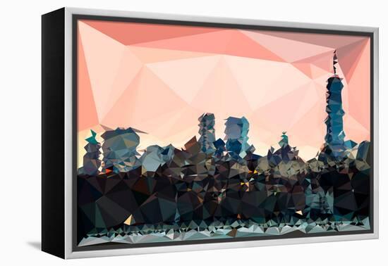 Low Poly New York Art - Manhattan Coral-Philippe Hugonnard-Framed Stretched Canvas