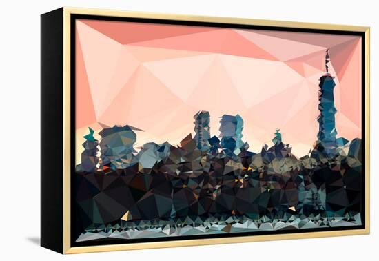 Low Poly New York Art - Manhattan Coral-Philippe Hugonnard-Framed Stretched Canvas