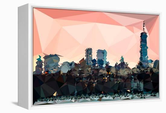Low Poly New York Art - Manhattan Coral-Philippe Hugonnard-Framed Stretched Canvas