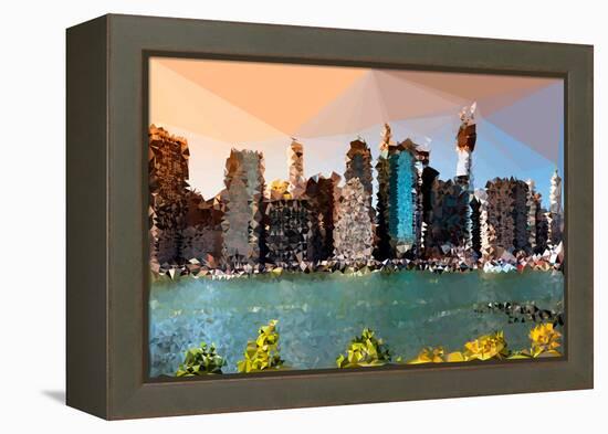 Low Poly New York Art - Manhattan Skyline-Philippe Hugonnard-Framed Stretched Canvas