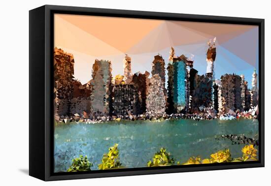 Low Poly New York Art - Manhattan Skyline-Philippe Hugonnard-Framed Stretched Canvas