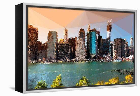 Low Poly New York Art - Manhattan Skyline-Philippe Hugonnard-Framed Stretched Canvas