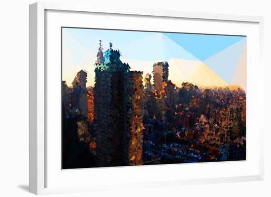 Low Poly New York Art - Manhattan Sunrise-Philippe Hugonnard-Framed Art Print