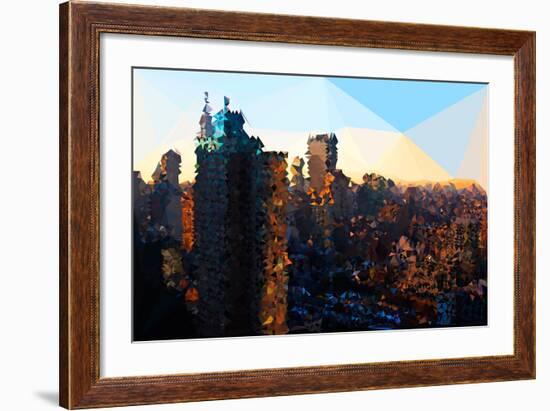 Low Poly New York Art - Manhattan Sunrise-Philippe Hugonnard-Framed Art Print