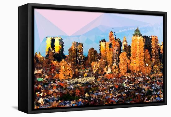 Low Poly New York Art - Manhattan Sunset-Philippe Hugonnard-Framed Stretched Canvas