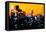 Low Poly New York Art - Manhattan Yellow Night-Philippe Hugonnard-Framed Stretched Canvas