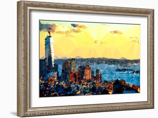 Low Poly New York Art - New York at Dusk-Philippe Hugonnard-Framed Art Print