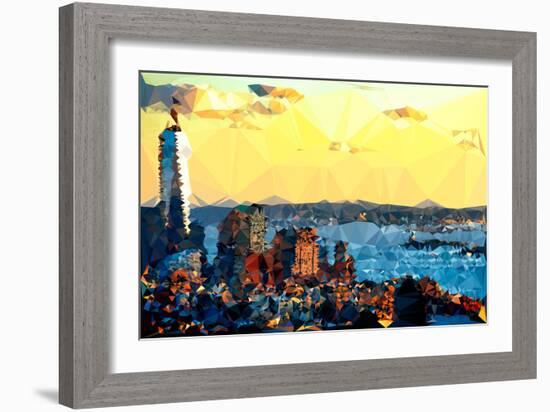 Low Poly New York Art - New York at Dusk-Philippe Hugonnard-Framed Art Print