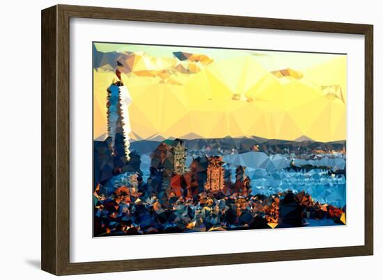 Low Poly New York Art - New York at Dusk-Philippe Hugonnard-Framed Art Print