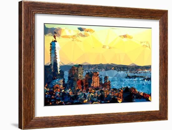 Low Poly New York Art - New York at Dusk-Philippe Hugonnard-Framed Art Print