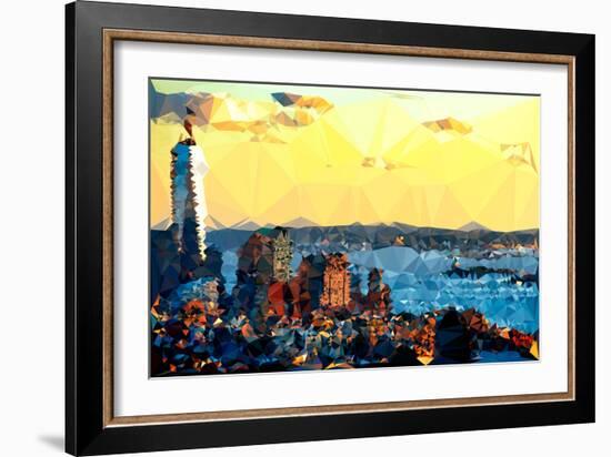 Low Poly New York Art - New York at Dusk-Philippe Hugonnard-Framed Art Print